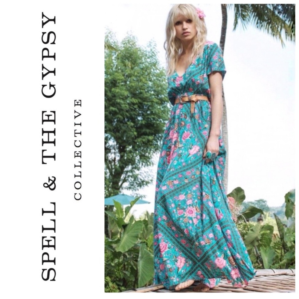 Spell & The Gypsy Collective Babushka Turquoise Gown UFT/Sale